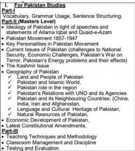 Lecturer Pakistan studies syllabus