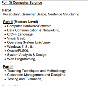 FPSC Computer science syllabus